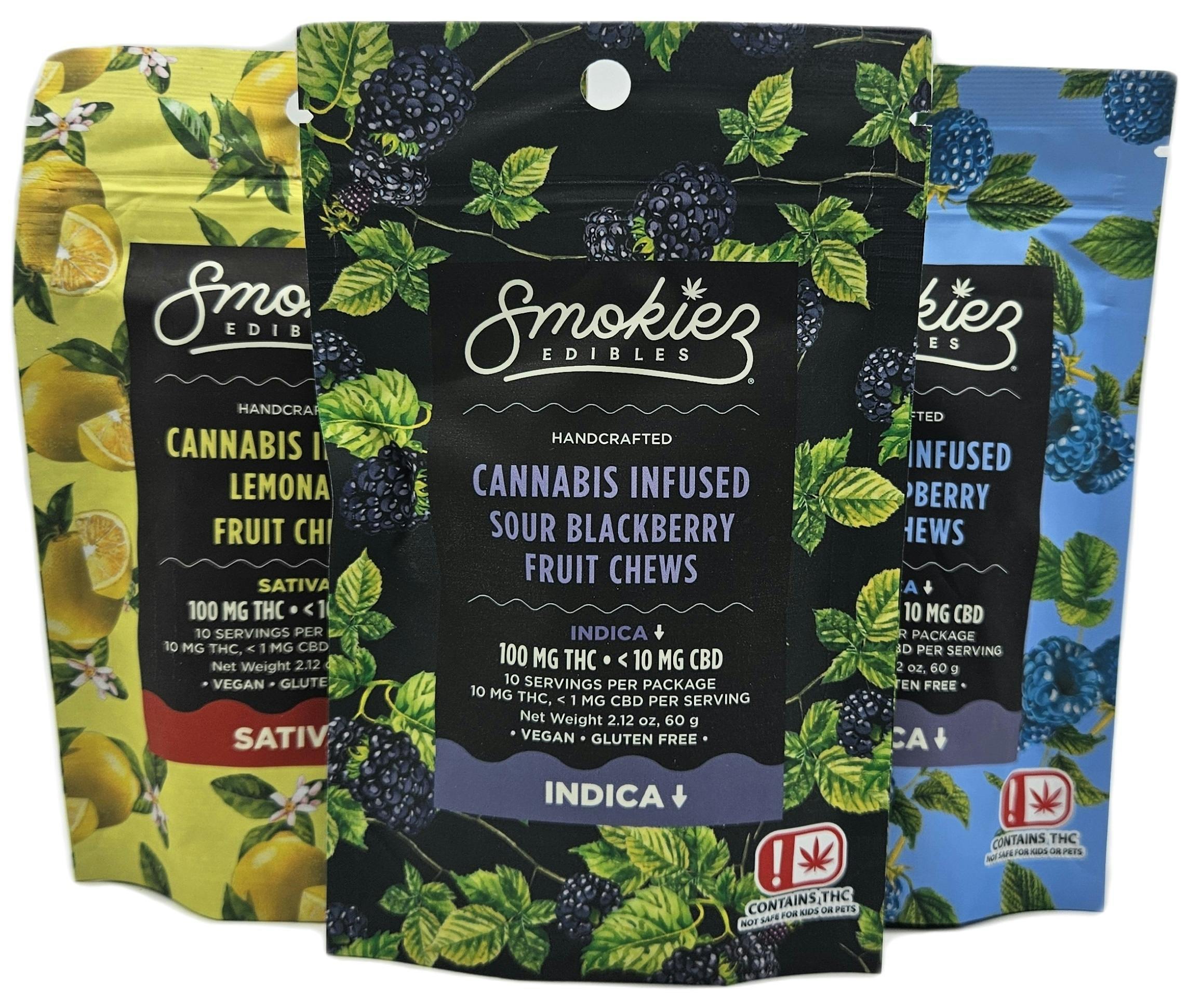 Smokiez | Sour Blue Raspberry Fruit Chews | Indica | 100mg