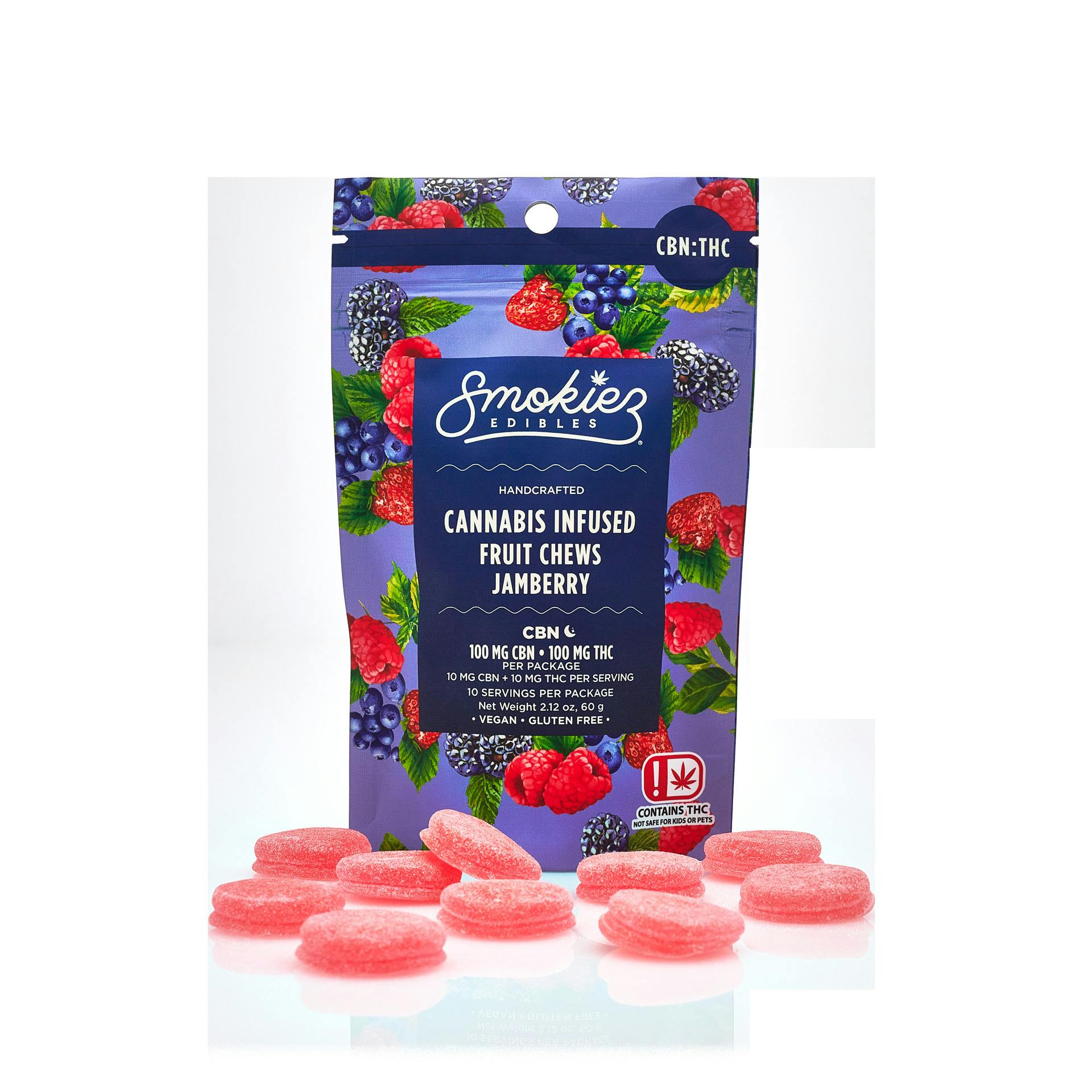 Smokiez | Sour Deep Sleep Prickly Pear Fruit Chews | 1:1:1 THC:CBD:CBN | 100mg