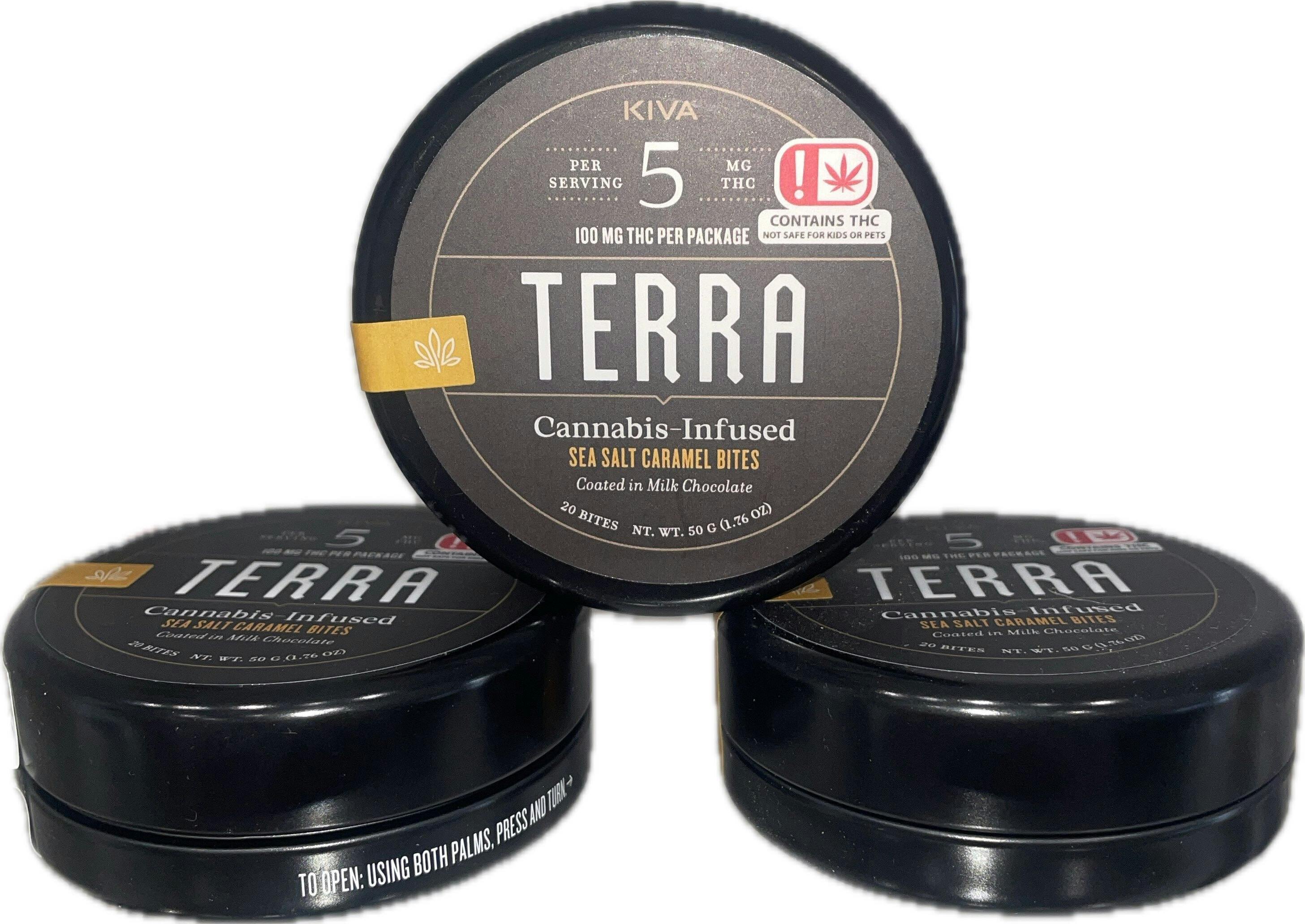 Kiva | Terra Milk Chocolate Covered Sea Salt Caramel Bites | 100mg