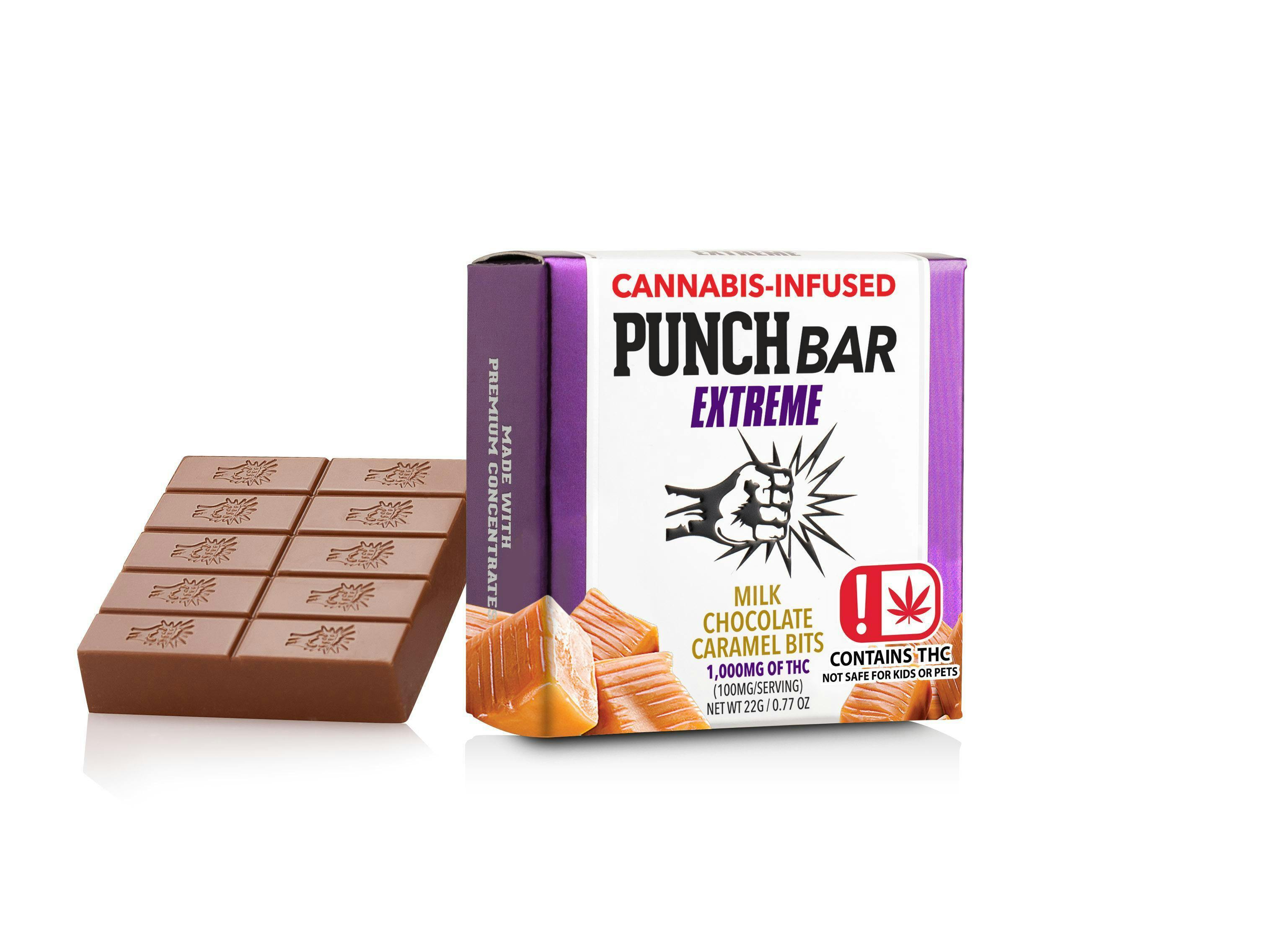 Punch Edibles | Milk Chocolate Caramel Bits Bar | 225mg