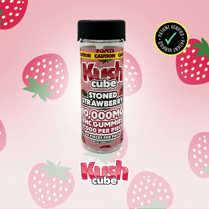 Kush Cubes | Stoned Strawberry Gummies | 10,000mg