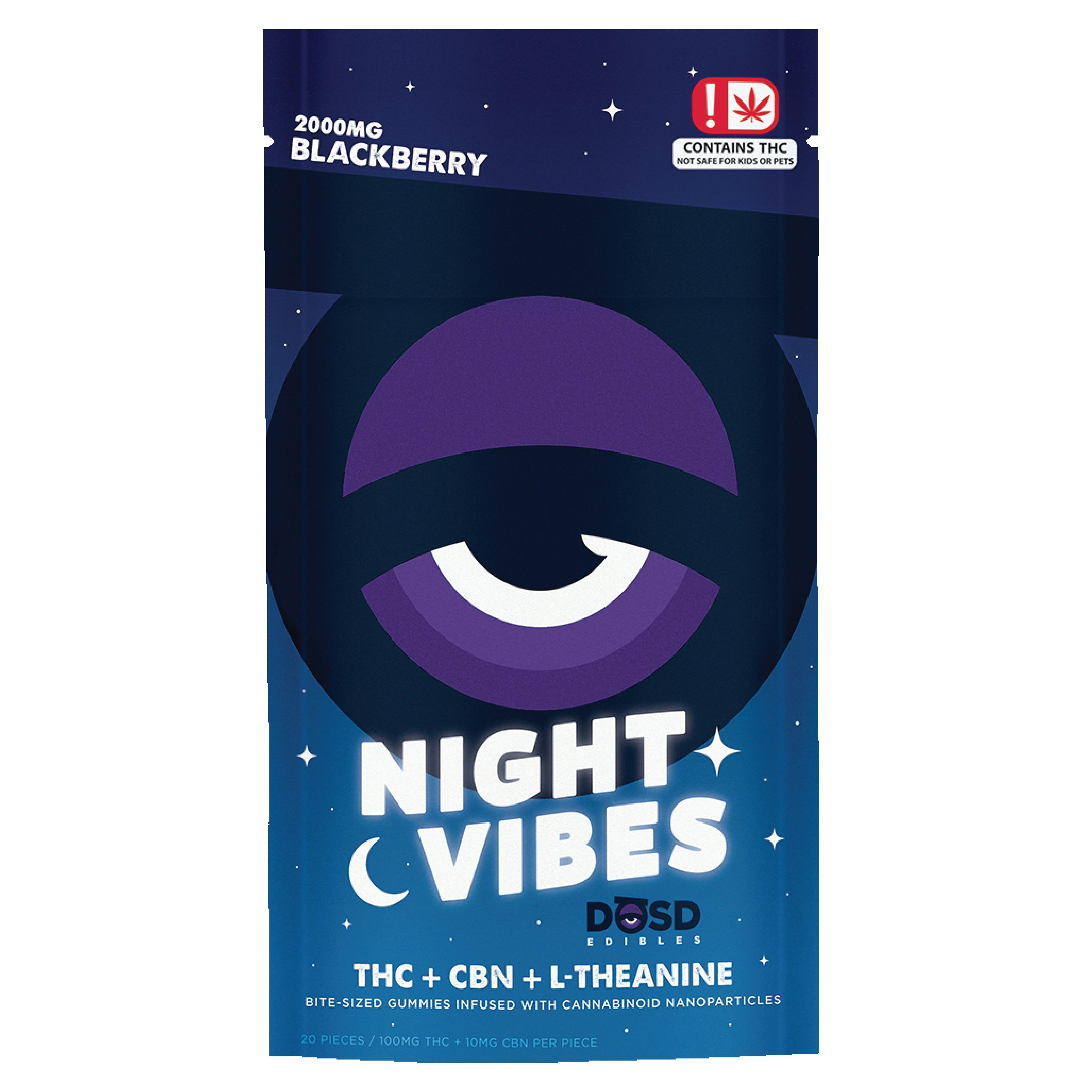 DOSD | Blackberry Night Vibes Gummies | 100mg THC + 100mg CBN + 500mg L-Theanine