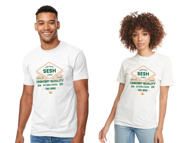 Sesh Label White/Orange/Green Tee - Medium