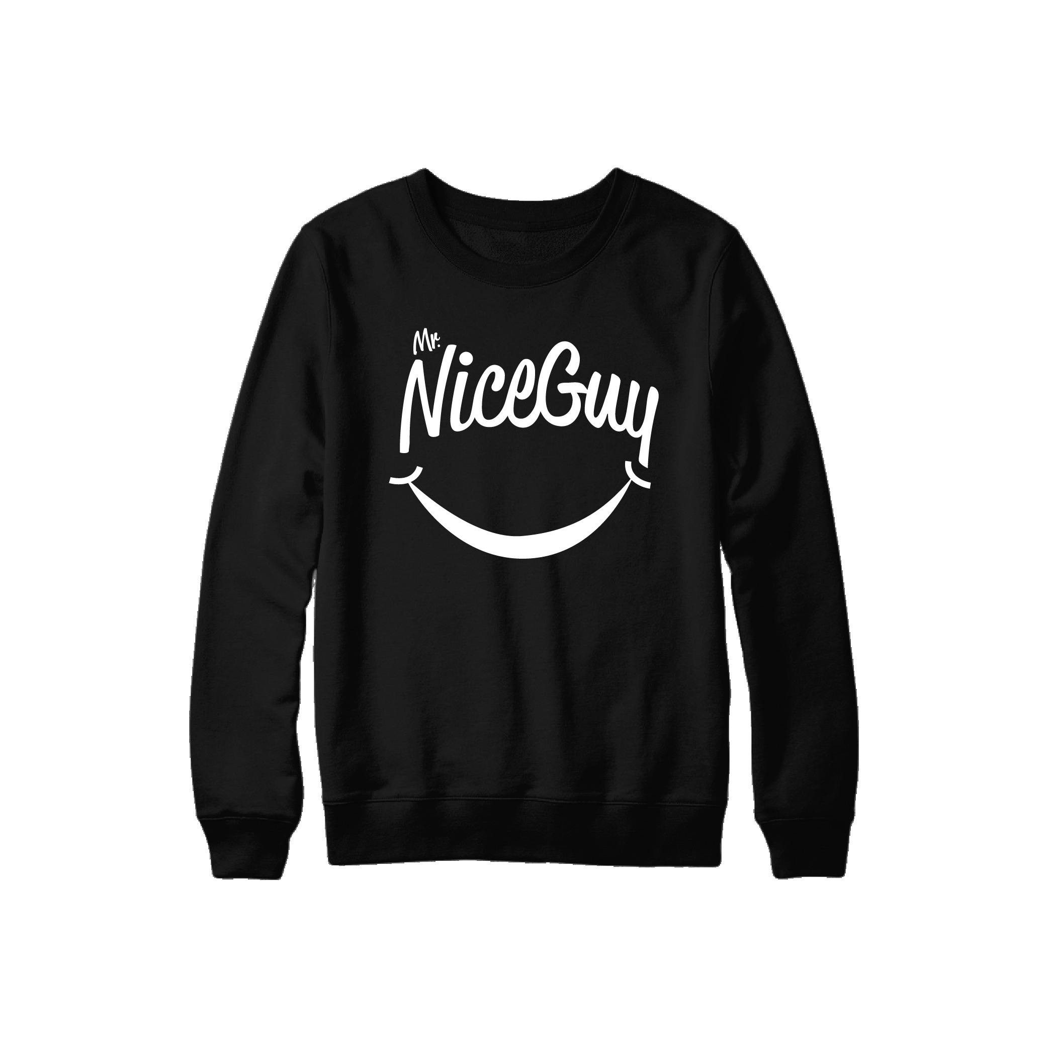 MR. NICE GUY - CREW - BLACK/WHITE - SMILE FACE BIG FRONT - SMALL - $45