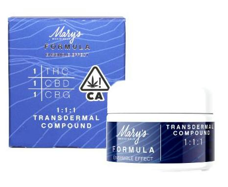MARYS MEDICINALS - FORMULA 1THC:1CBD:1CBG TRANSDERMAL COMPOUND