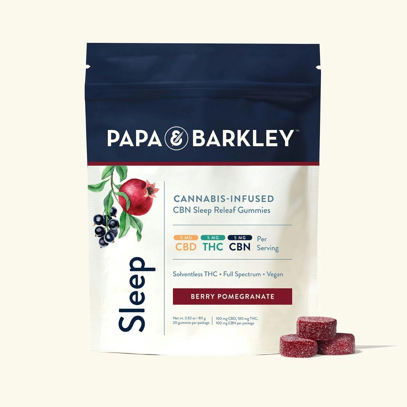 PAPA & BARKLEY - BERRY POMEGRANATE THC/CBD/CBN GUMMIES - 300MG 10PK