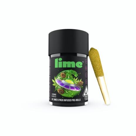 Lime - Diamond & Hash Infused Lil' Limes (.6g x 5 Mini Pre Rolls): Alien Gas