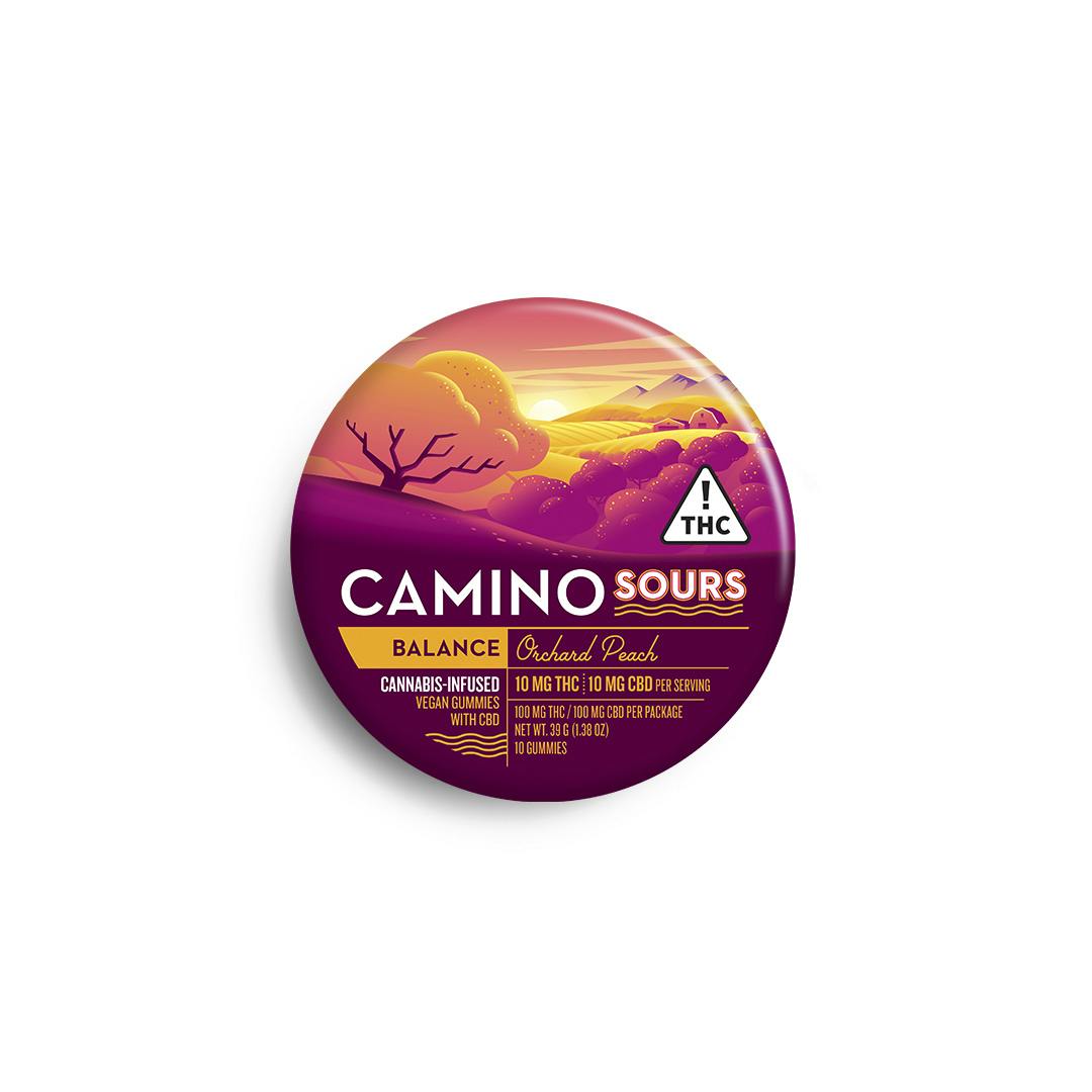 Kiva Camino Sours Orchard Peach Gummies 1:1 THC:CBD 10mg 10pk