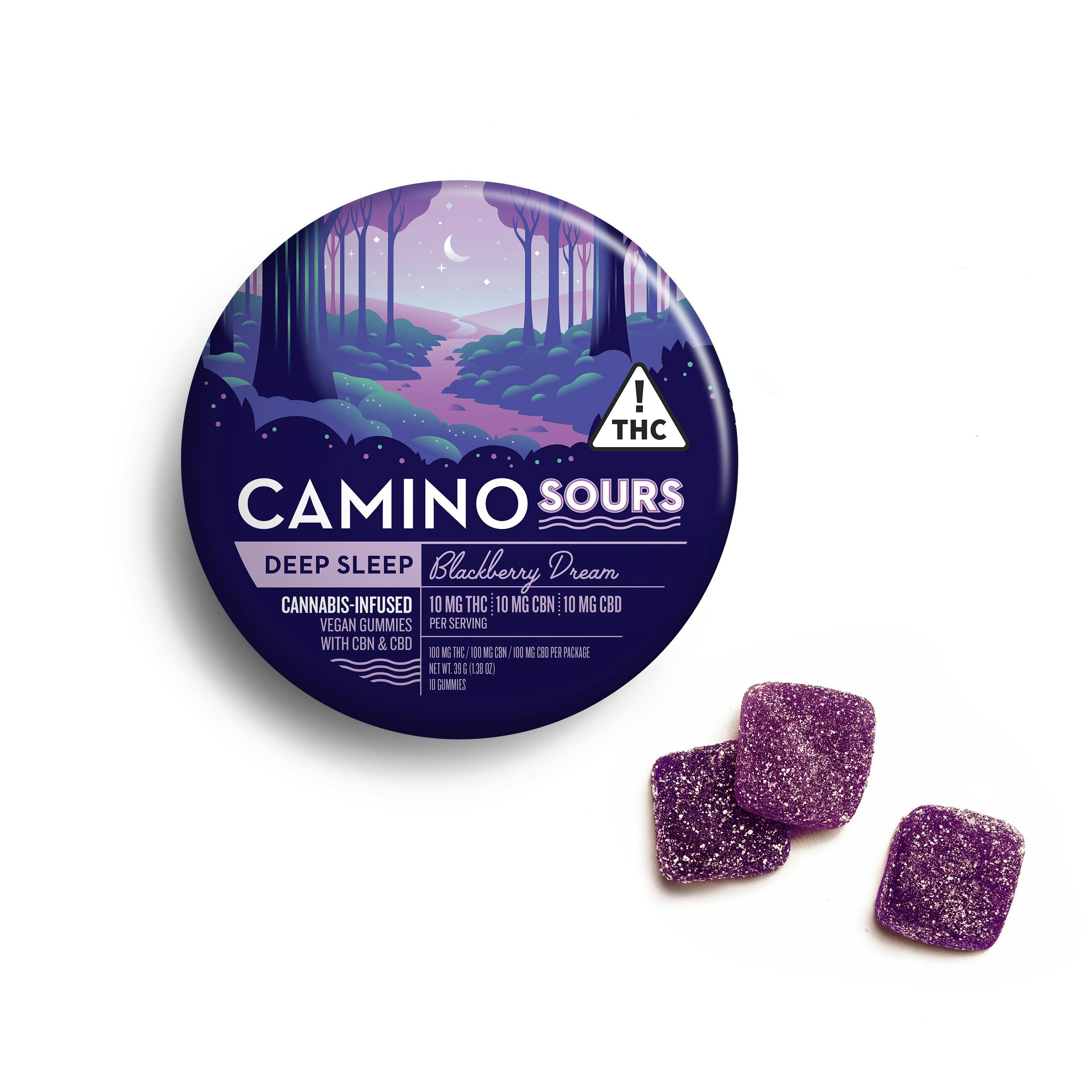 Kiva Camino Sours Blackberry Dream Gummies THC:CBD:CBN 10mg 10pk
