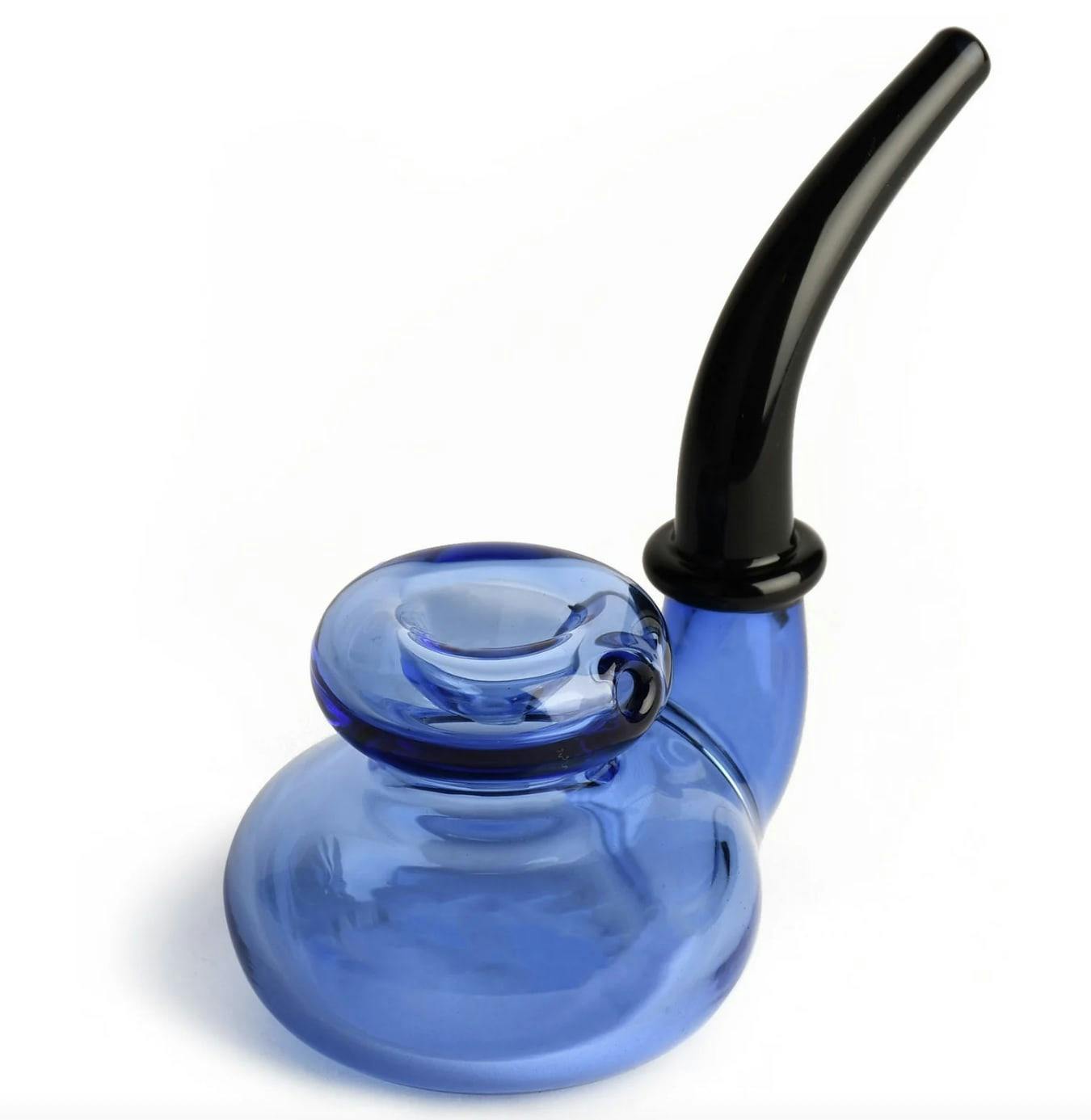 *BD* Red Eye Glass 5" Sapphire Blue Billiard Hand Pipe