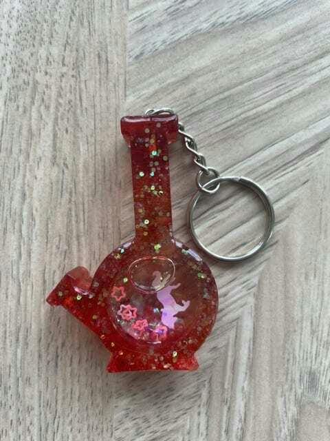 Bong Shaker Keychain - Red Unicorn
