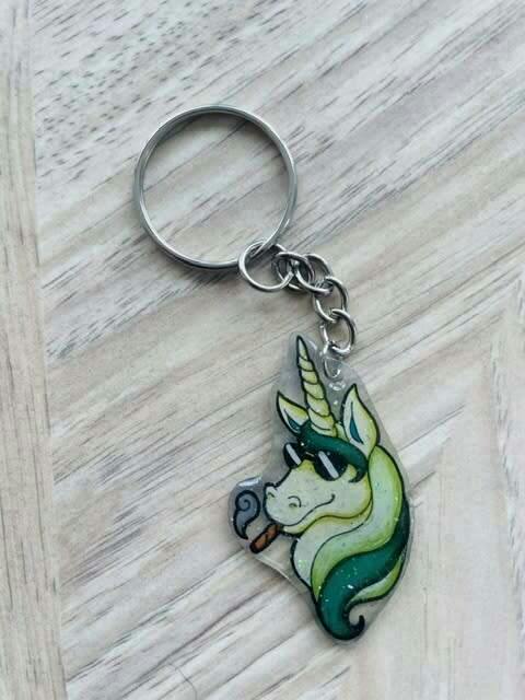 ASH'S ART: CHARACTER KEYCHAIN - Unicorn (Green)