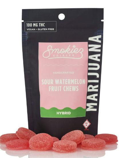 Fruit Chews | Smokiez Sour Watermelon 100mg 10pk