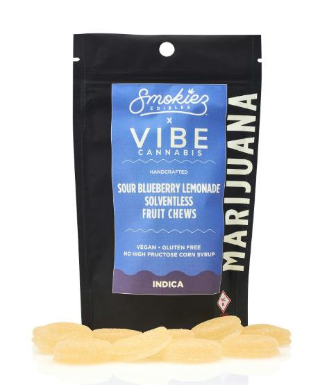 Rosin Fruit Chews | Smokiez Sour Blueberry Lemonade 100mg 10pk