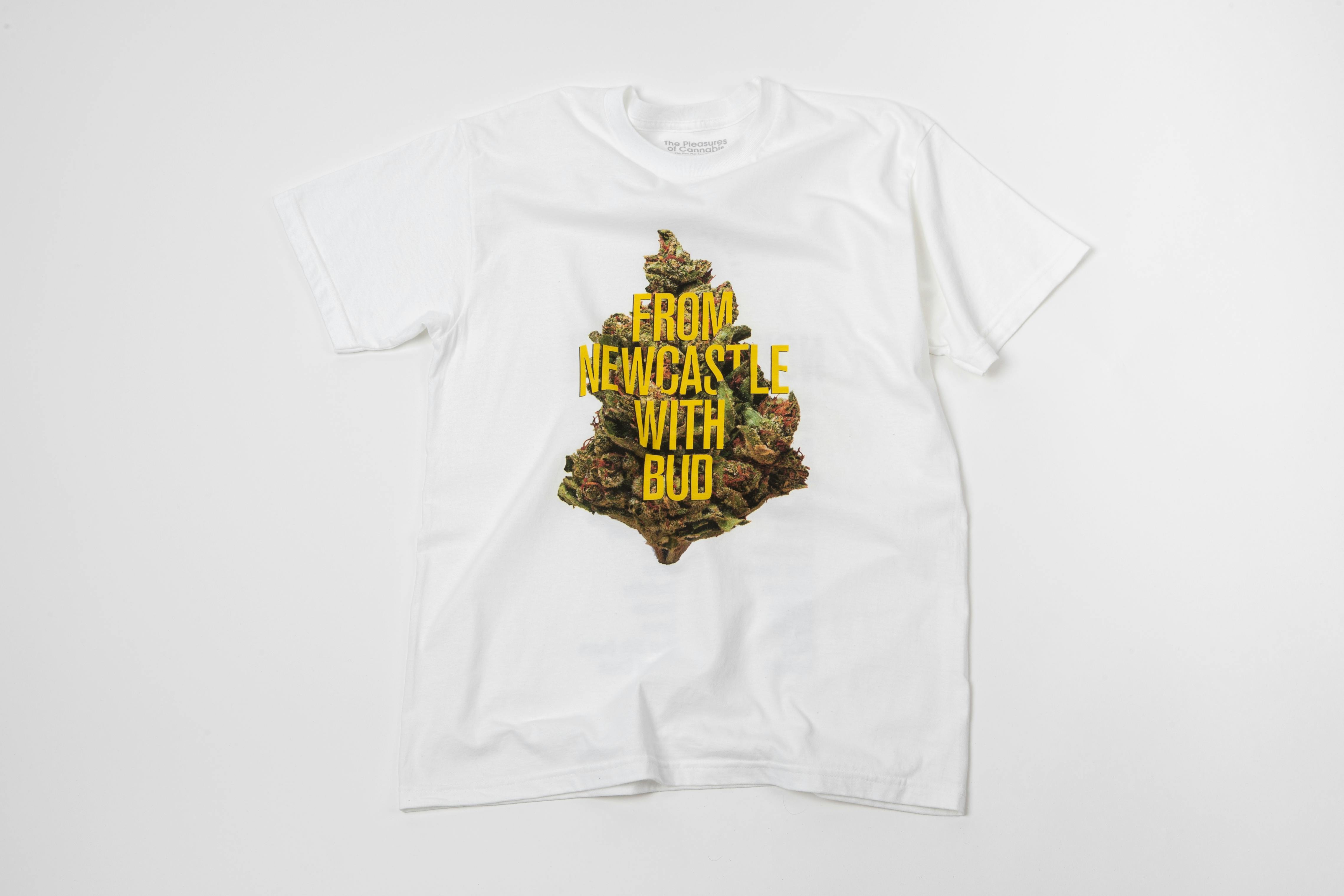 The Pleasures of Cannabis - From Newcastle With Bud T-Shirt - White - S