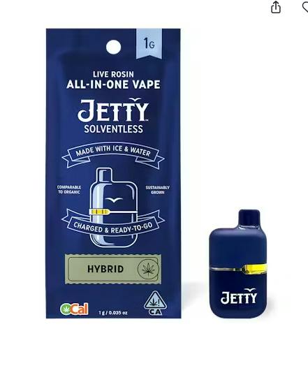 Jetty 1g Mini Tank Vape AIO OCal Solventless Burger 42