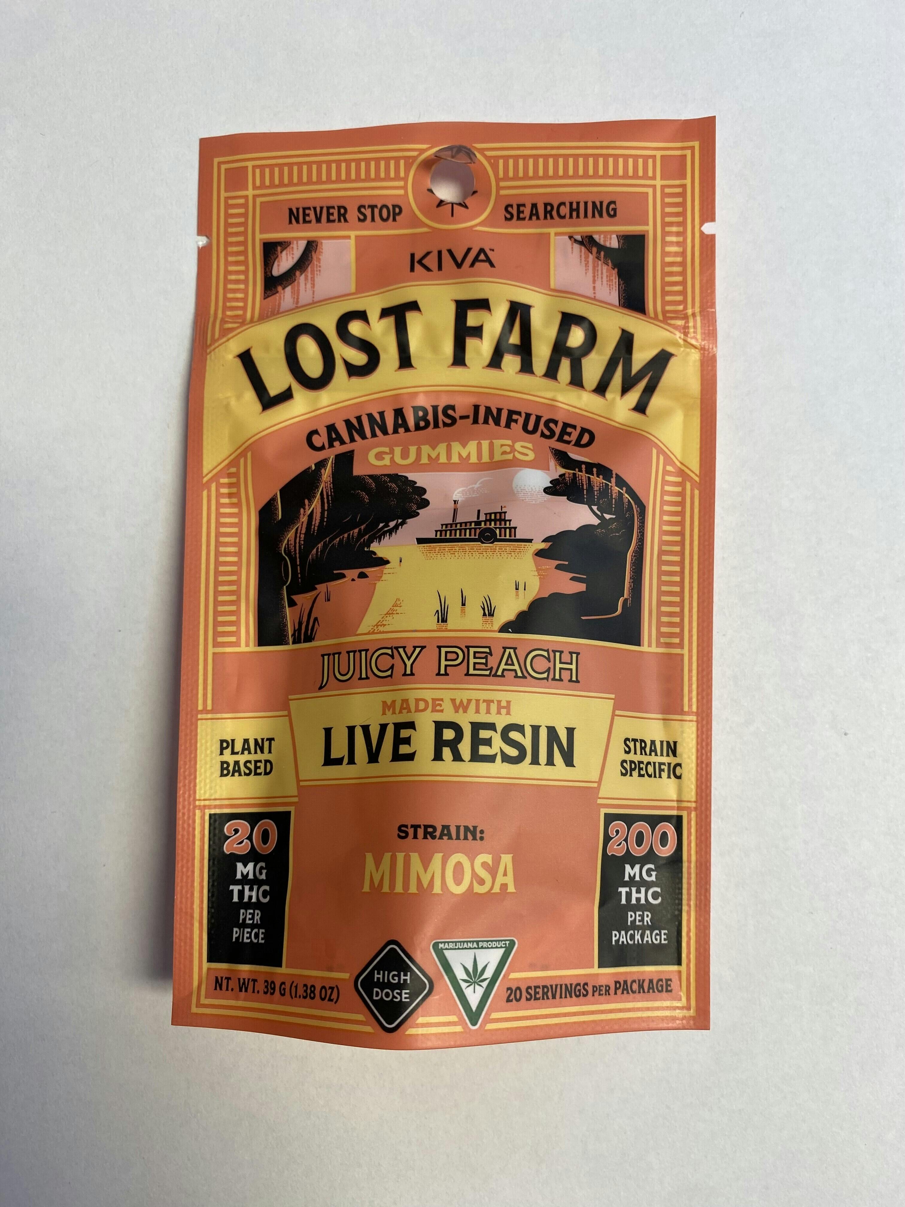 Lost Farm - Juicy Peach - 200mg Live Resin Gummies (10x20mg)