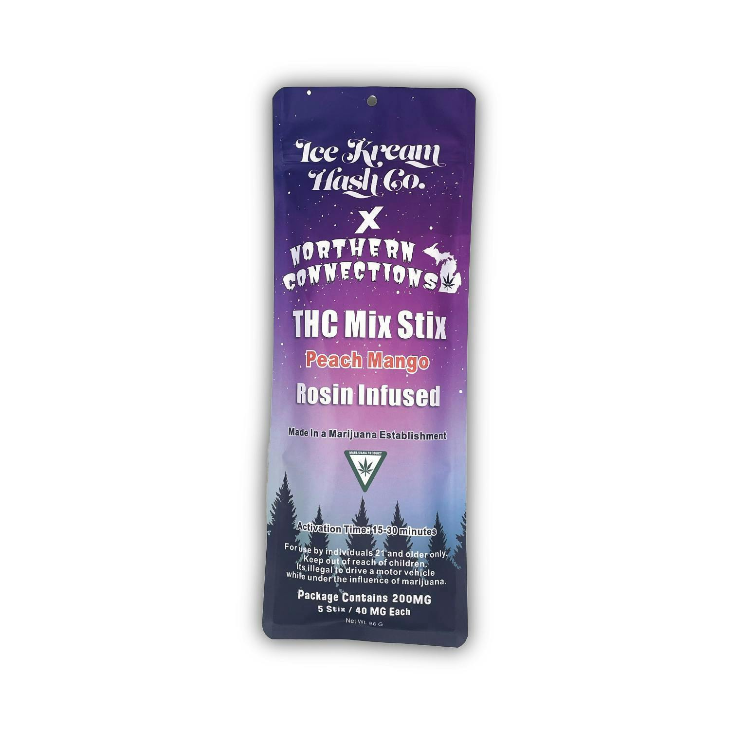 Northern Connections - Peach Mango - 200mg THC Rosin Infused Mix Stix