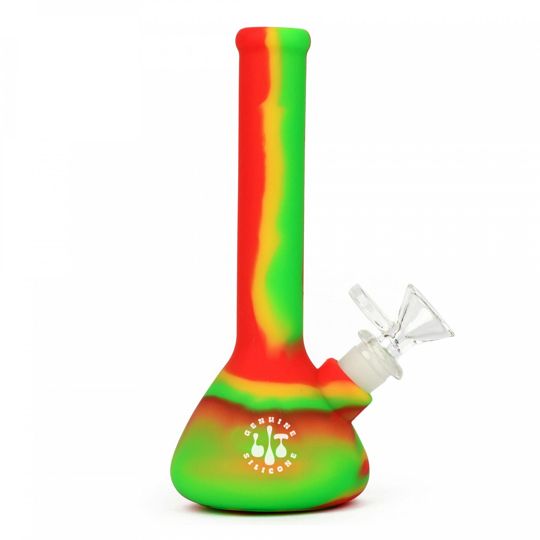 Lit Silicone 7.5" Beaker Water Pipe (Rasta)