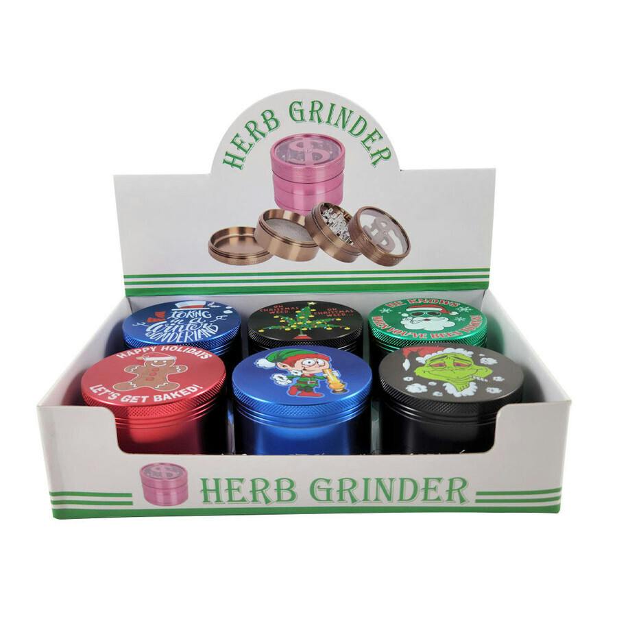 4 Piece Christmas Cannabis Pollinator Grinder (Assorted)