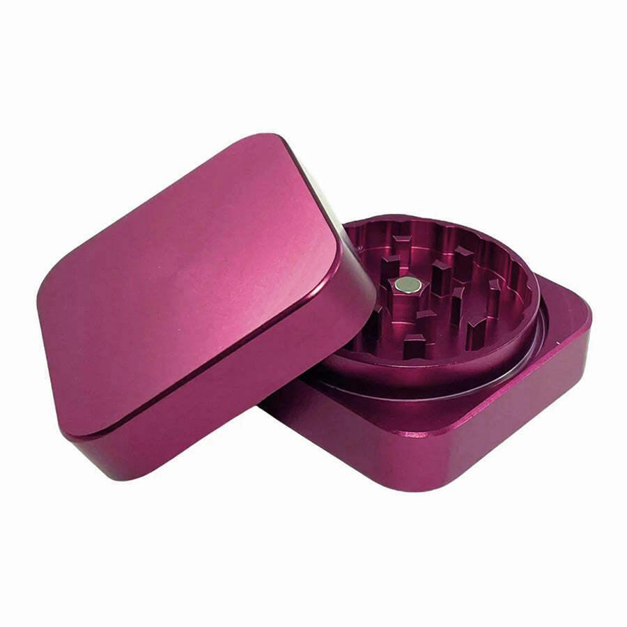 2.5" Aluminum Square Grinder (2 piece) (Pink)