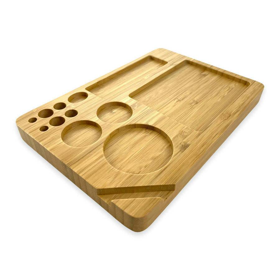 Bamboo Rolling Tray w/ 12 Compartments (6" x 8")