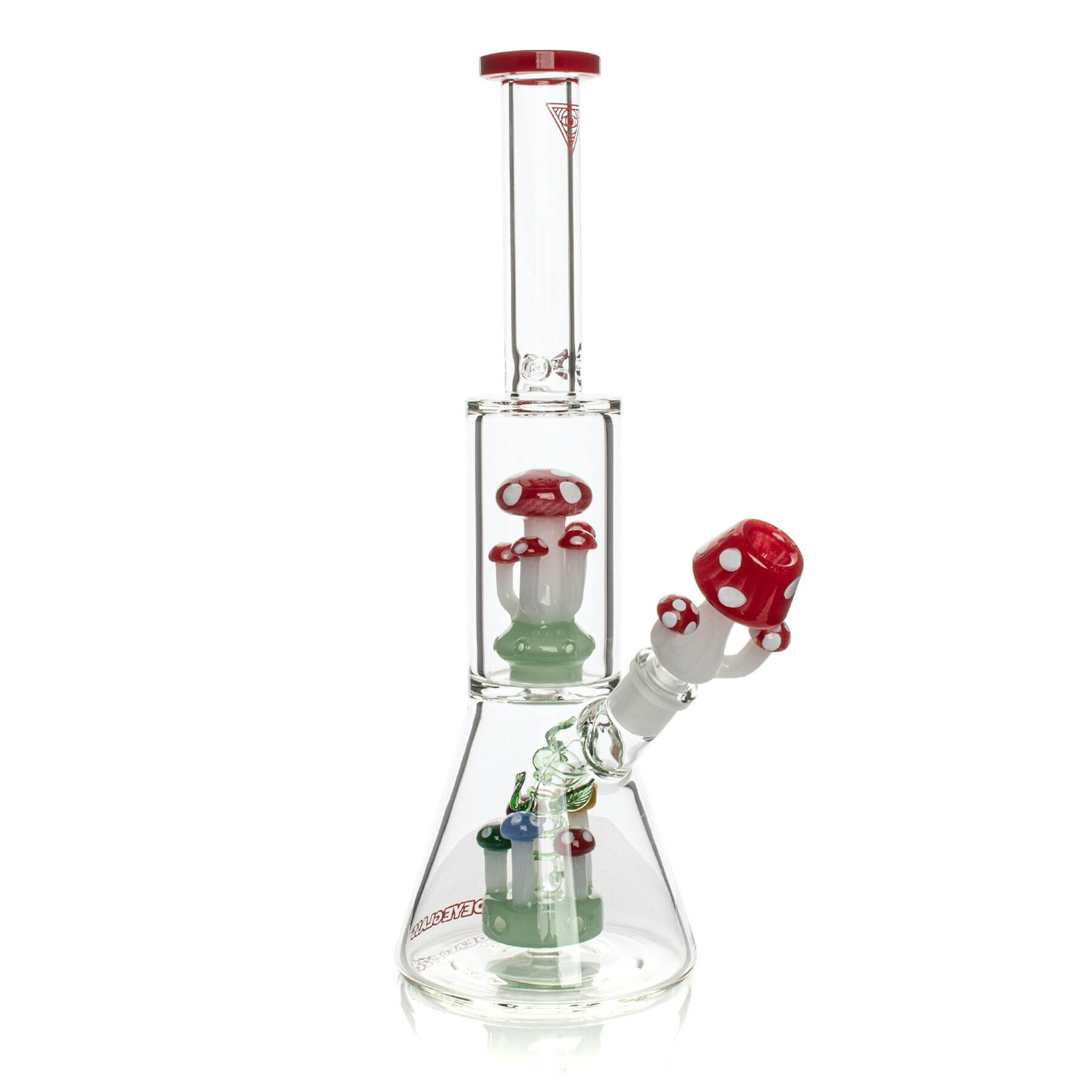 Red Eye Glass - 12" Amanita Dual Chamber Beaker Base Water Pipe (Red) [Mushroom]