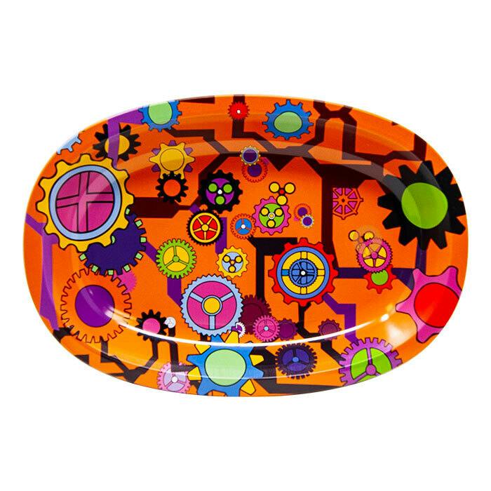 Orange Gears Oval Rolling Tray (Small)