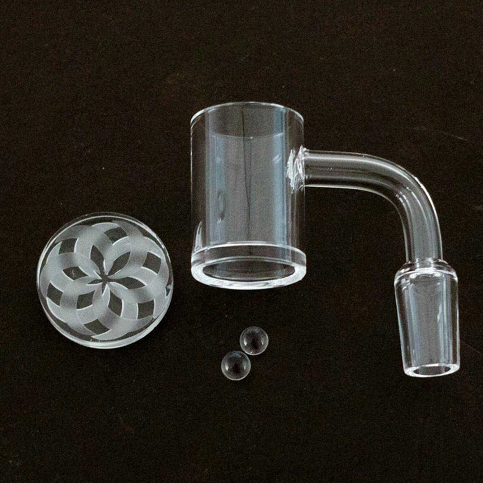 RUKIOO - 14mm Male 90 degree quartz banger with bead (Clear)