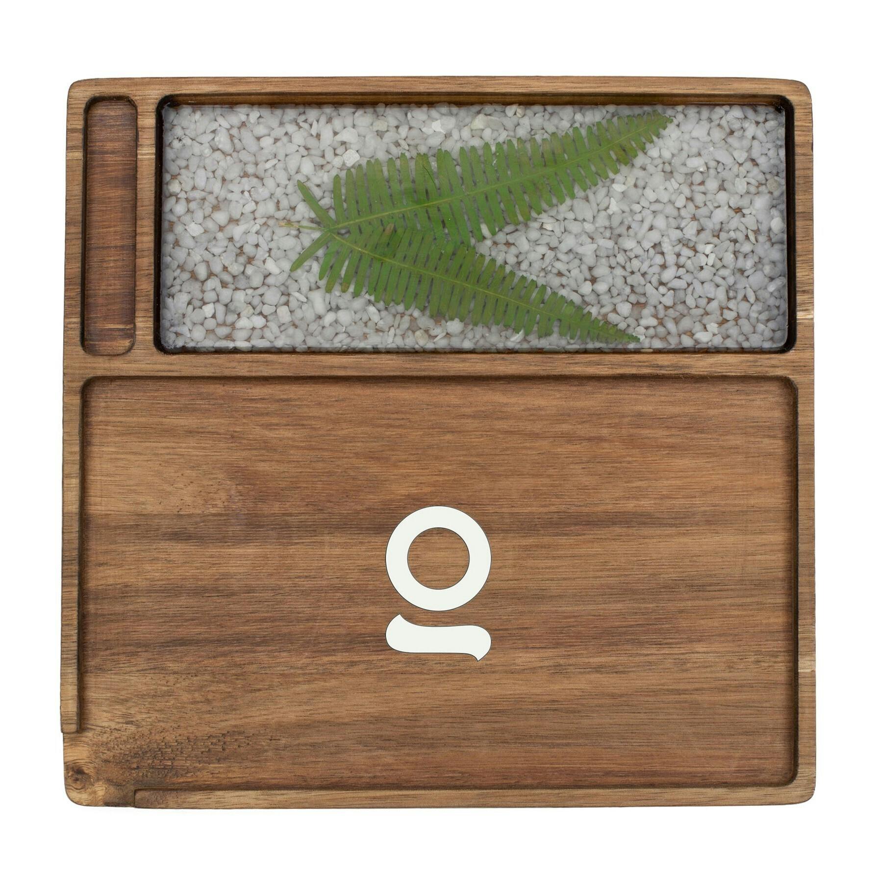 Ongrok - Premium Natural Acacia Wood Rolling Tray (Leaf Finish)