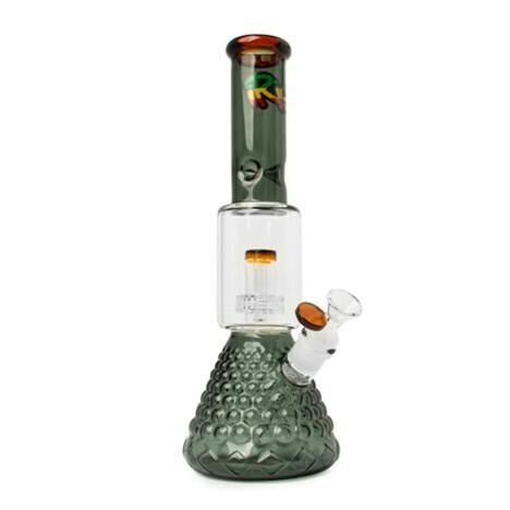 Irie - 13.5" Dual Chamber Beaker Tube W/Textured Base & Showerhead Perc (Smoke)