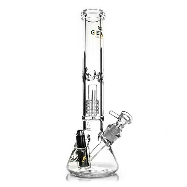 Gear Premium - 15.5" 7mm Thick Sidekick Dual Chamber Beaker Base Water Pipe (Clear)