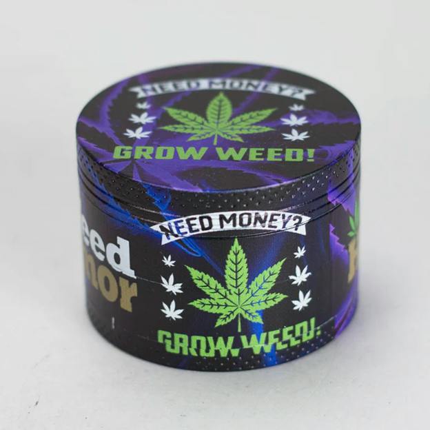 O 2" Metal Grinder 4 Layers With Weed Humor Design (1 pc)