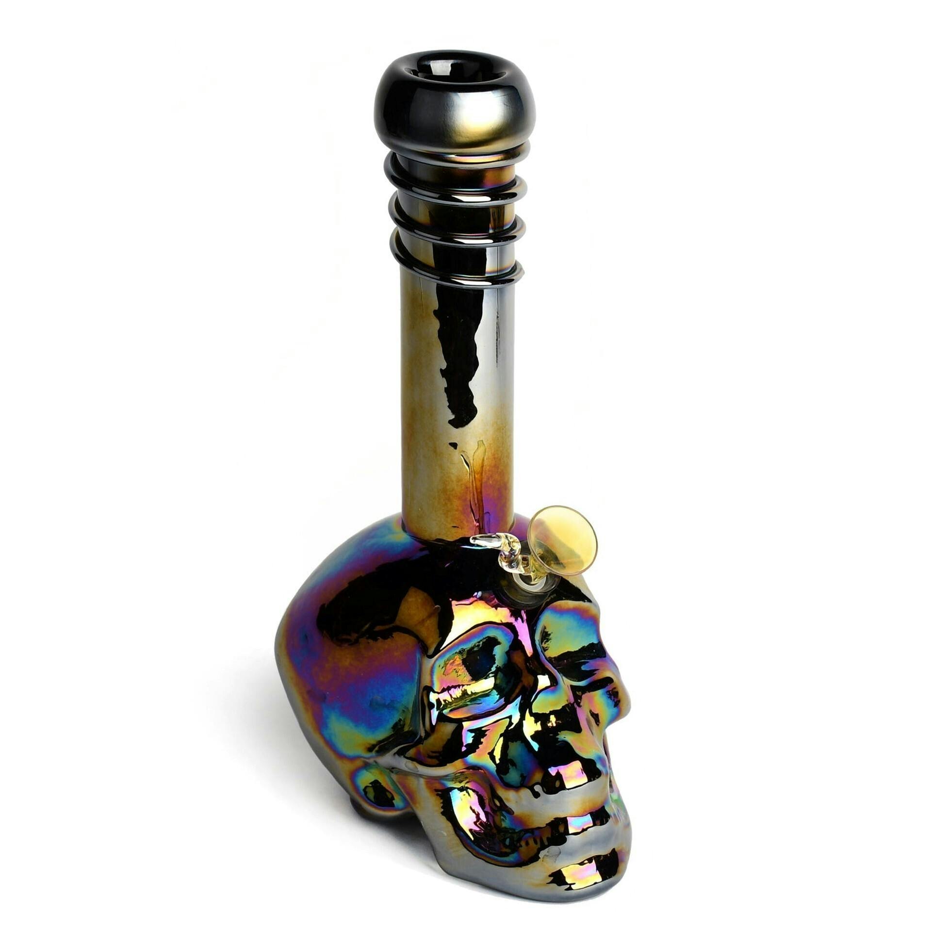 Retro Glass - 14" Platinum Metallic Large Skull Tube