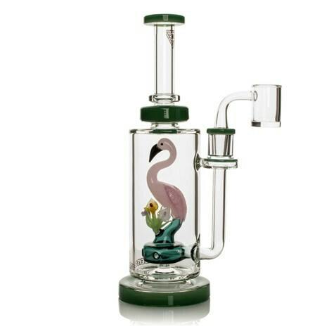 Red Eye Glass - 10" Flamingo Concentrate Rig (Jade Green)