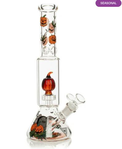 Red Eye Glass - 12" Dual Chamber Jack-O-Lantern Water Pipe