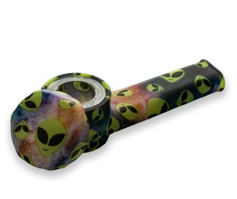 LIT® Silicone - 3.5" Hand Pipe (Glow-in-the-dark Alien or Sugar Skull)