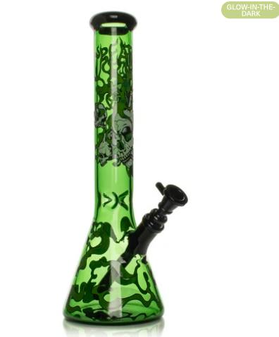 Creature X GEAR Premium - 15” Glow-in-the-Dark Smoking Skulls Water Pipe