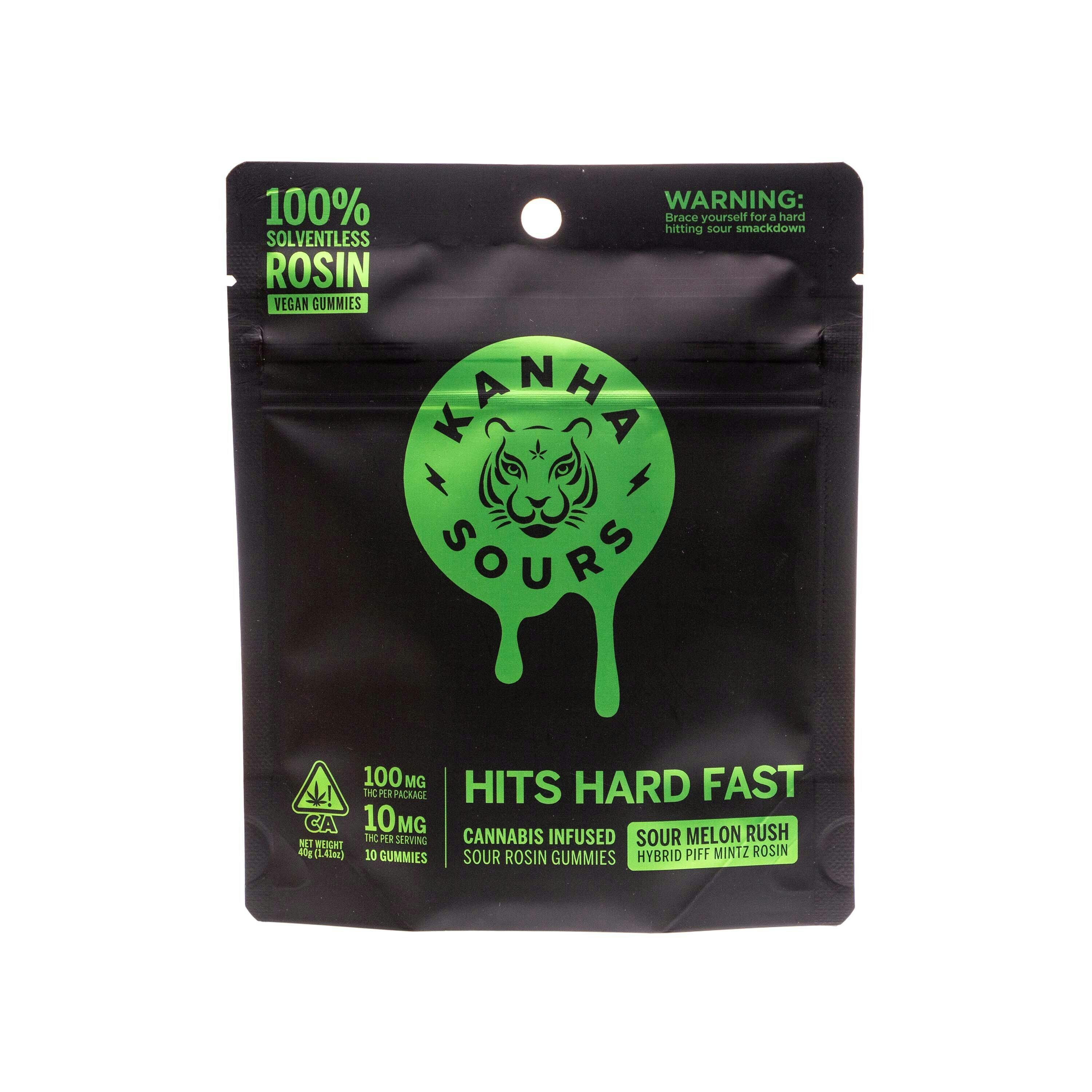 Kanha | Sativa Sour Melon Rush Solventless Gummies (100mg THC)