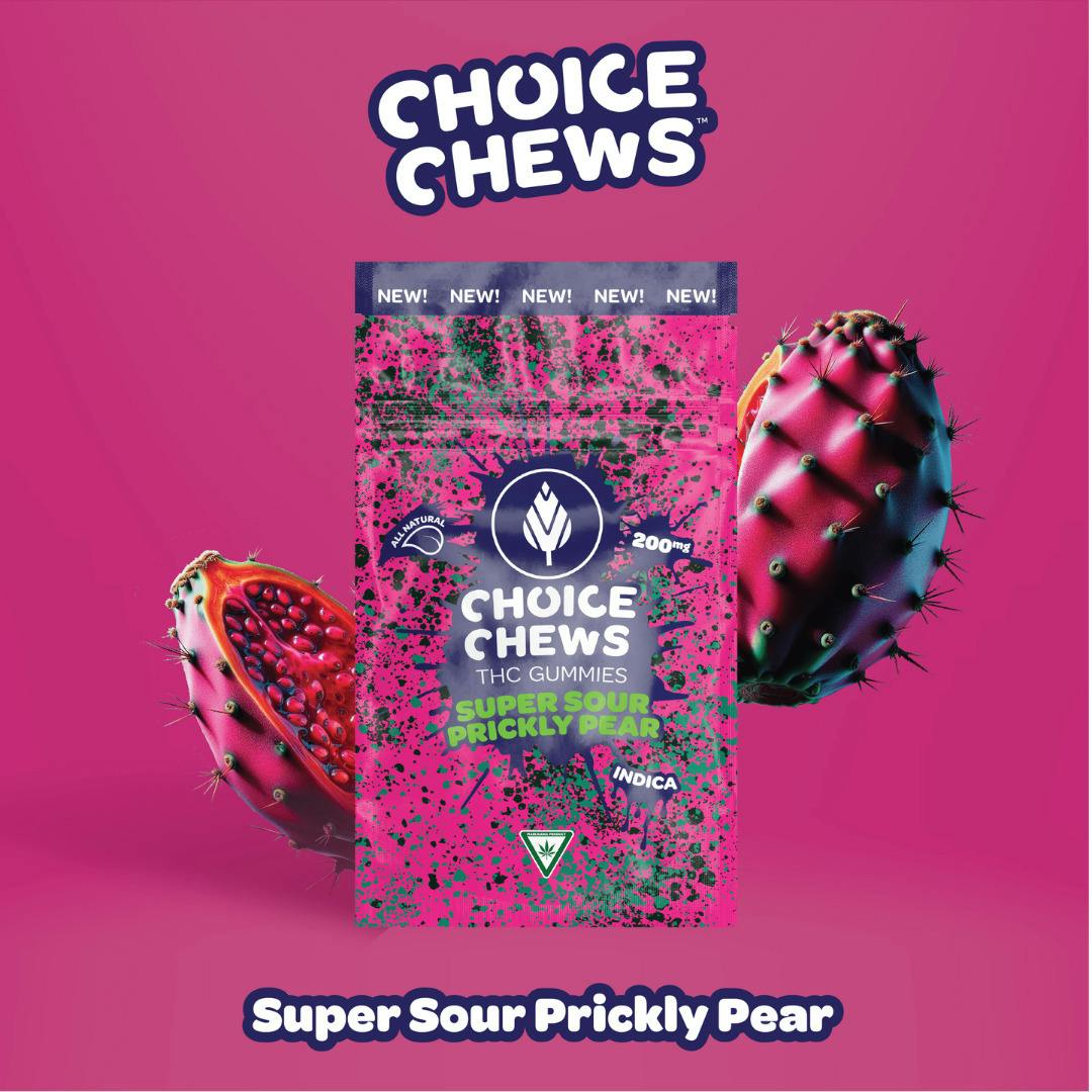 Choice Chews | 200mg Gummies | Super Sour Prickly Pear