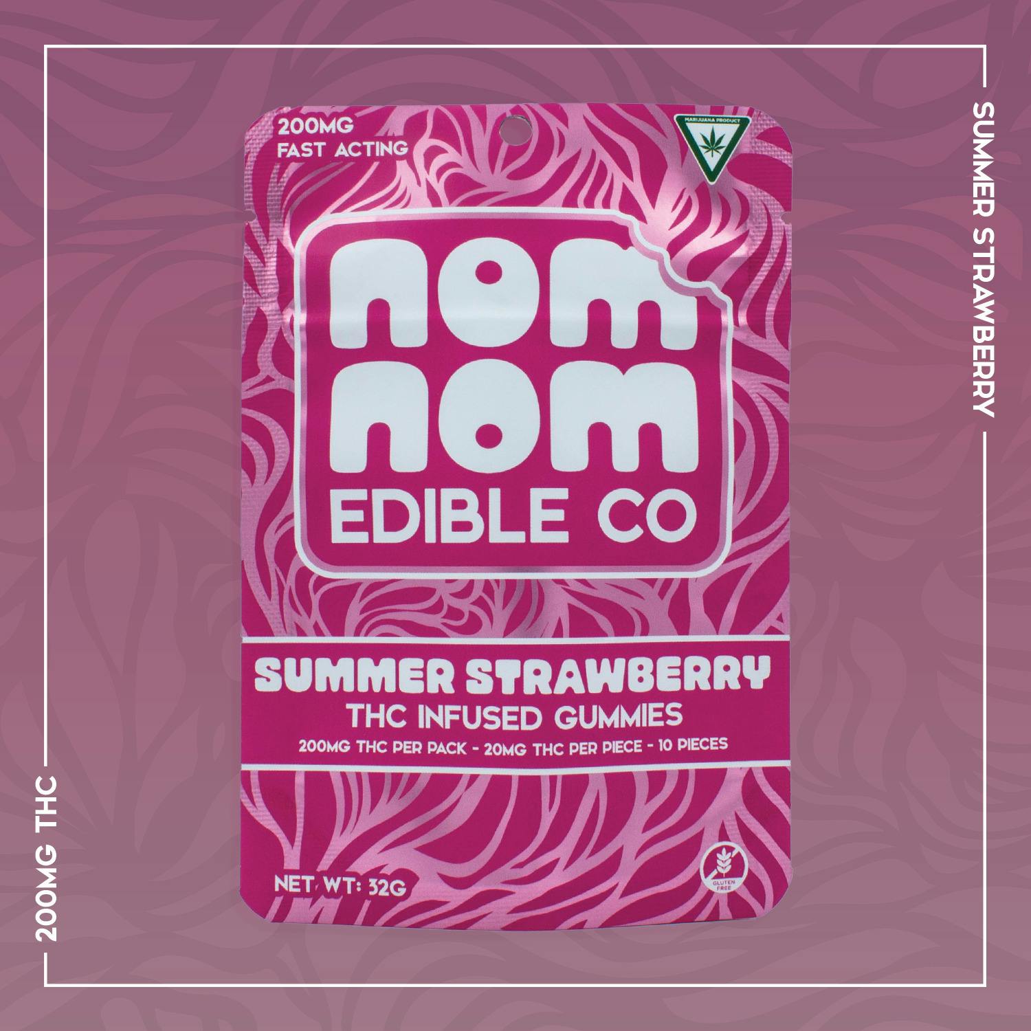 Nom Nom Edible Co | 200mg Gummies | Summer Strawberry