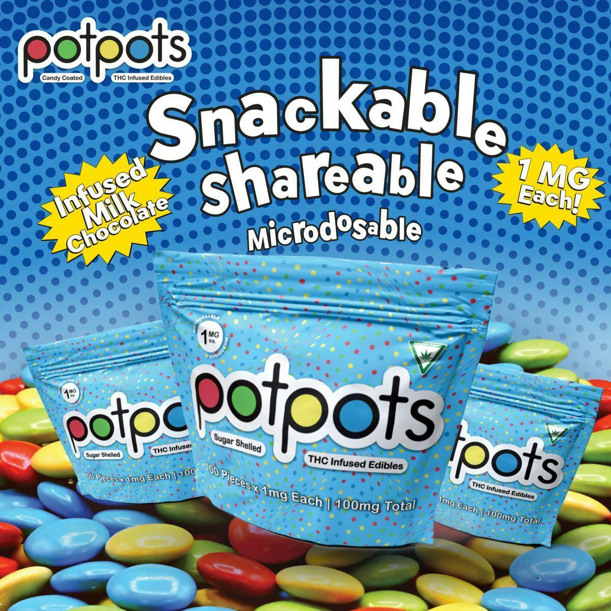Potpots | 100mg Chocolate | Milk Chocolate Bites 100ct