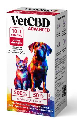 Vet CBD | 500mg Dogs & Cats CBD:THC Drops | Extra Strength Unflavored 10:1