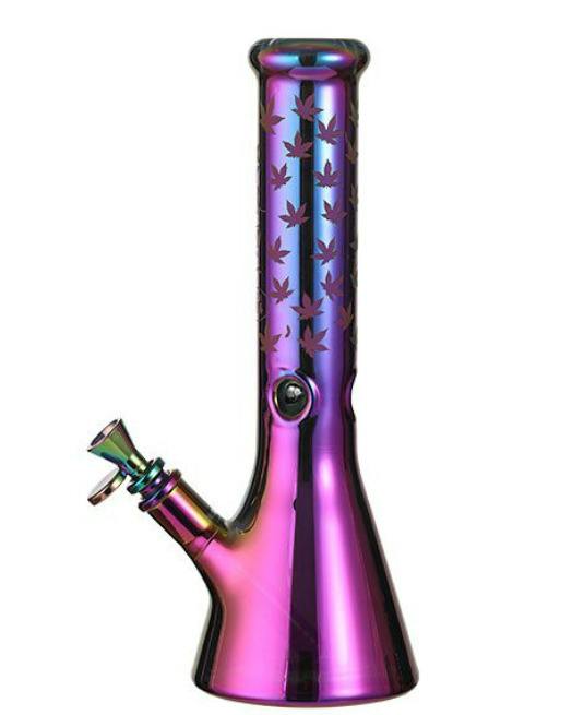 13" Electro Plated Beaker Bong | Pink Rainbow