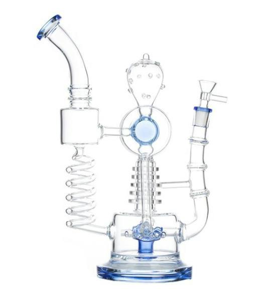 Double Hopper Recycler Dab Rig | Jade Blue