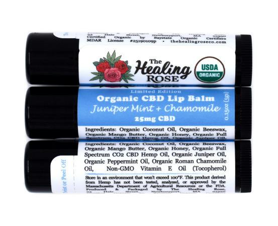 Organic Juniper Mint Chamomile Lip Balm - 25mg CBD