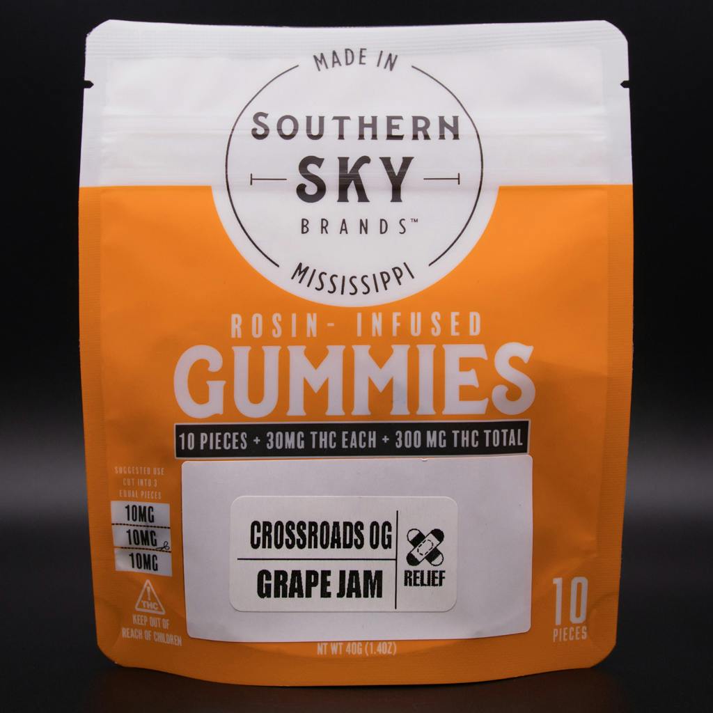 Grape Jam x Crossroads OG Rosin Gummies | 300mg | 10ct | 30mg/ea by Southern Sky Brands