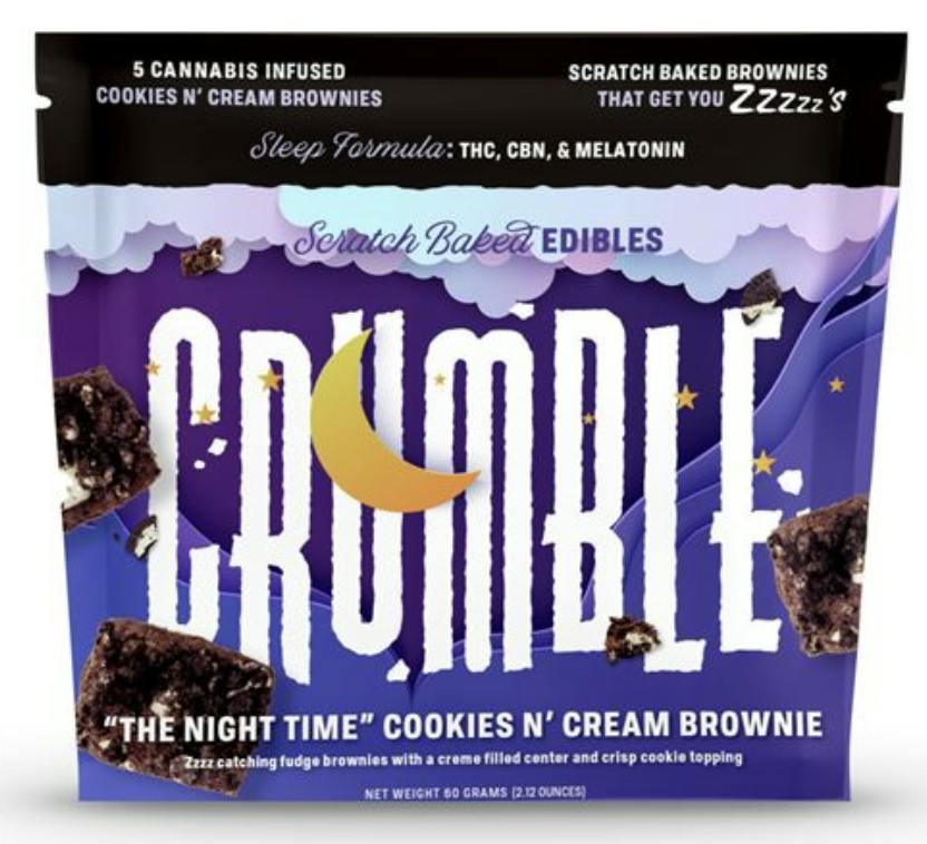 Night Time Cookies N Cream Brownie 100mg - Crumble