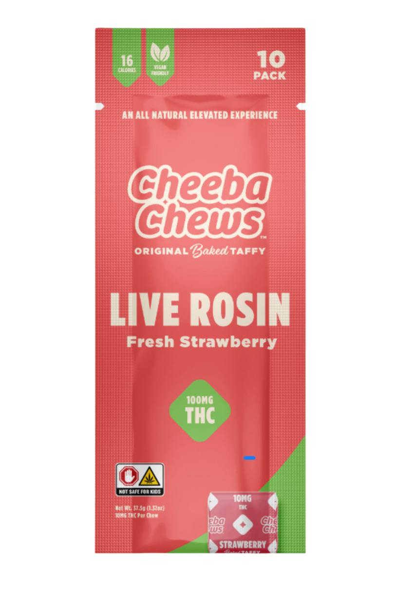 Fresh Strawberry Live Rosin Taffy 100mg - Cheeba Chews - Hybrid