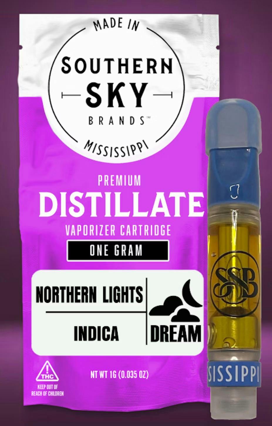 Northern Lights (Sleep) 1g Cart - Southern Sky - 59% - Indica